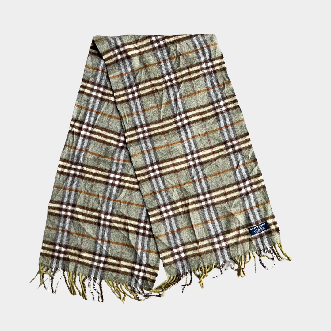 Burberry Plaid Cashmere Scarf Khaki/Brown