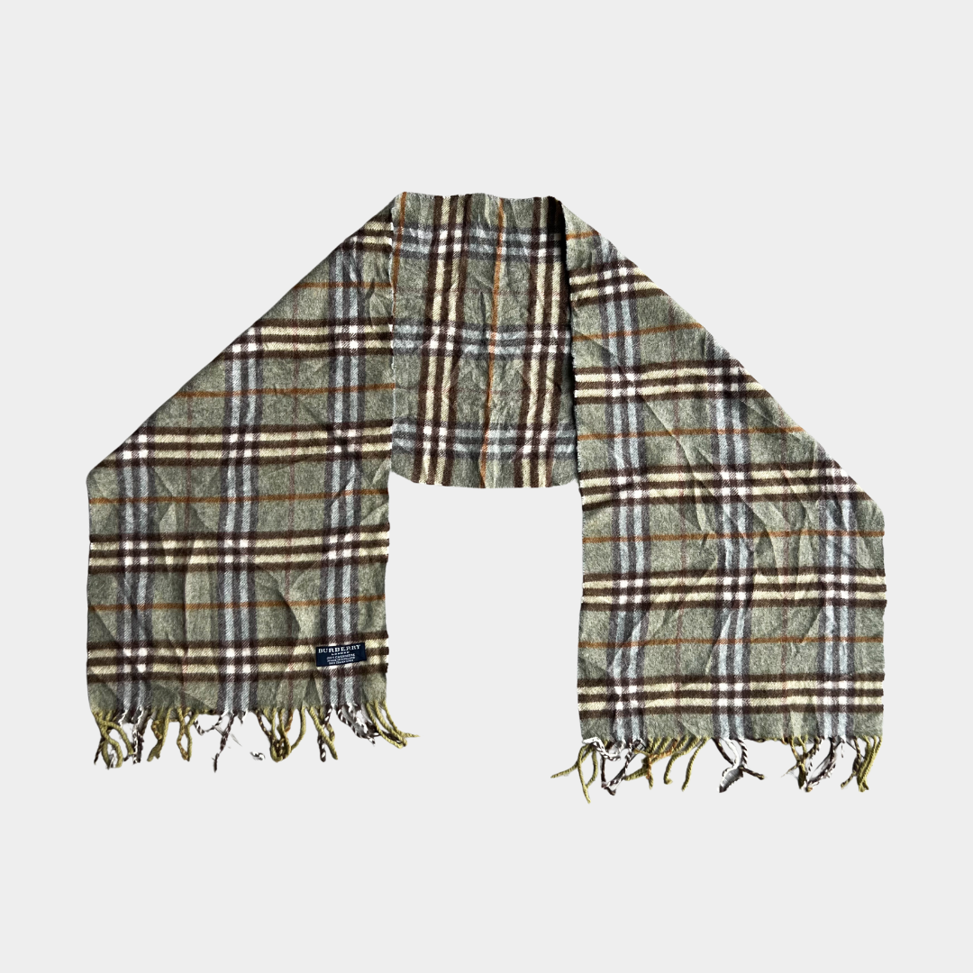 Burberry Plaid Cashmere Scarf Khaki/Brown