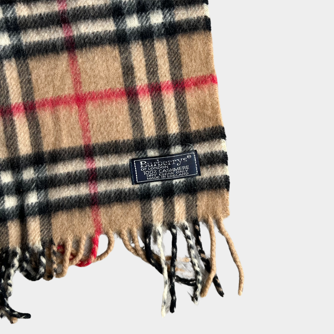 Burberry 100% Cashmere Classic Plaid Scarf