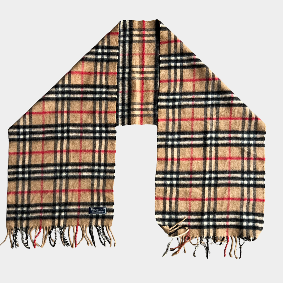 Burberry 100% Cashmere Classic Plaid Scarf