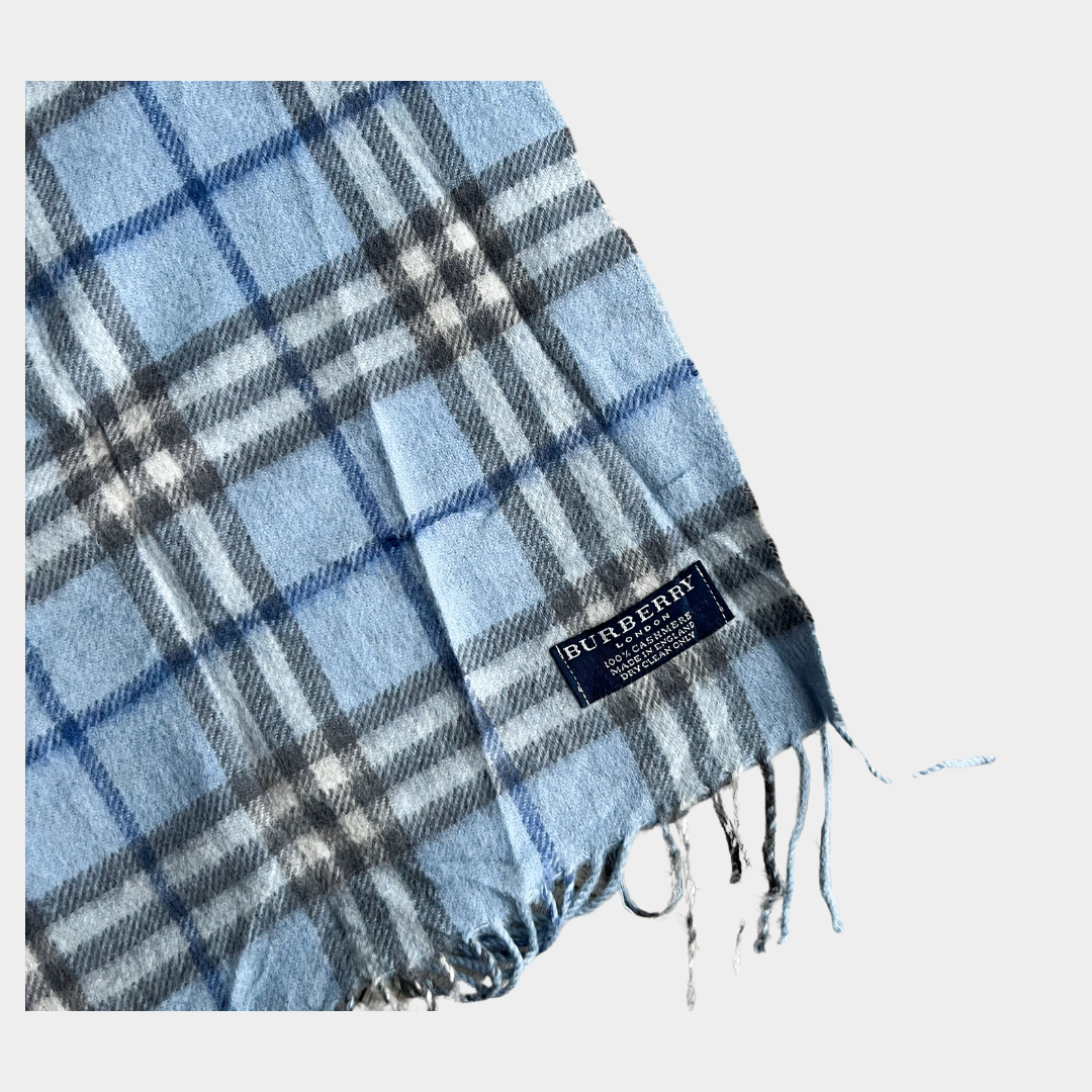 Burberry 100% Cashmere Vintage Plaid Scarf