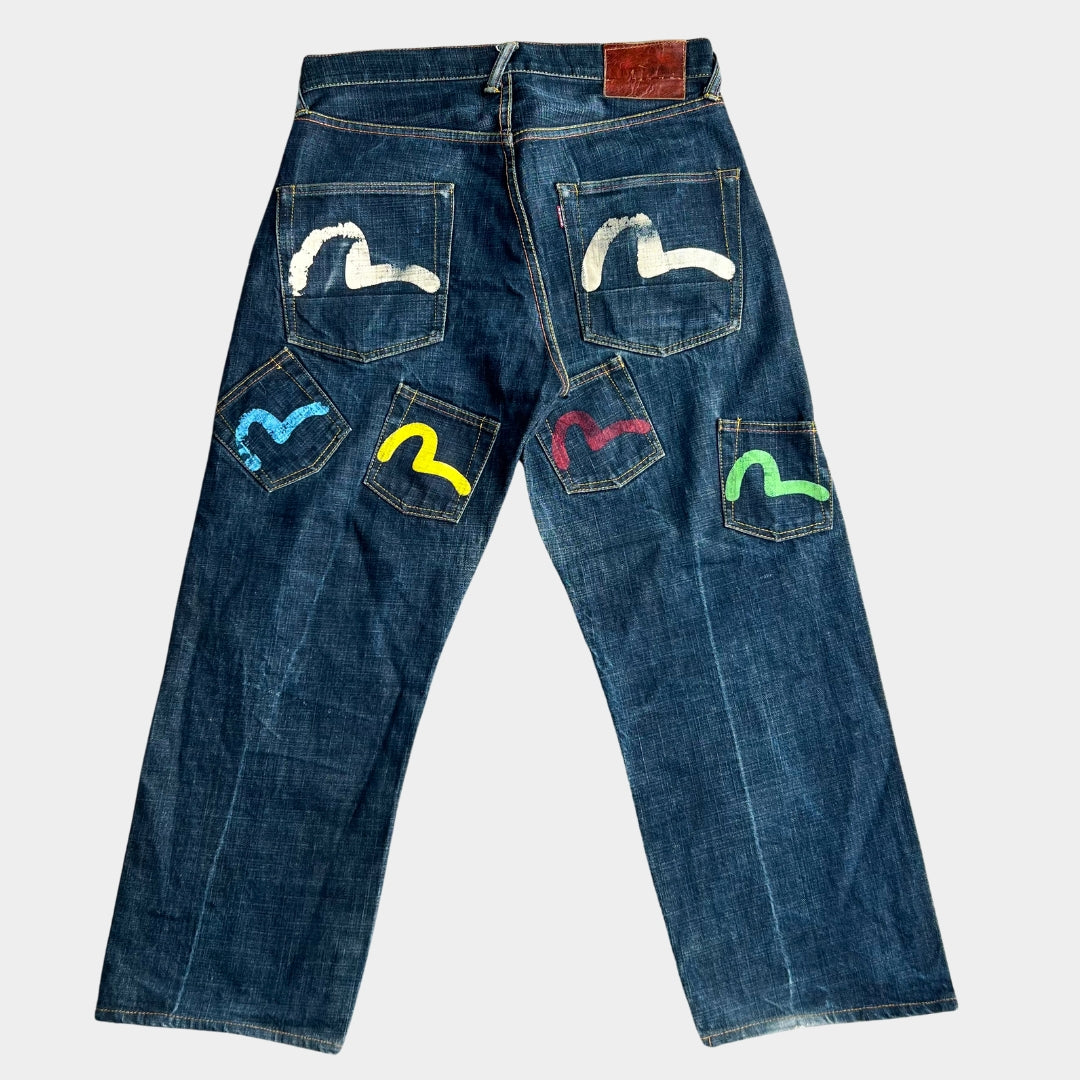 Evisu Multipocket Hand Painted Diacock Jeans (31x28)