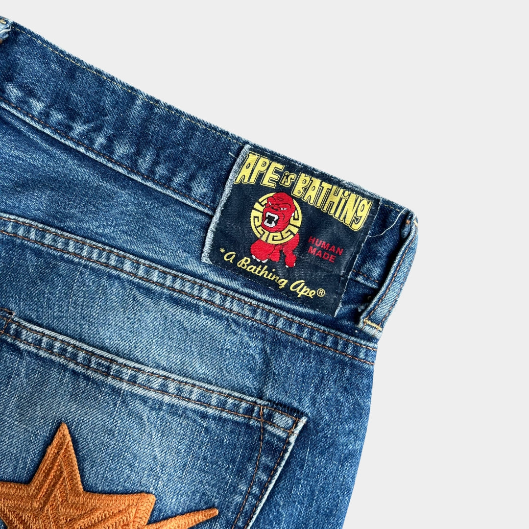 A Bathing Ape BAPE Embossed Bapesta Baggy Jeans (34x30)