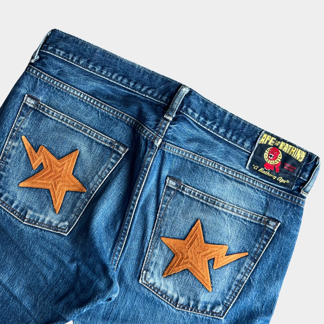 A Bathing Ape BAPE Embossed Bapesta Baggy Jeans (34x30)