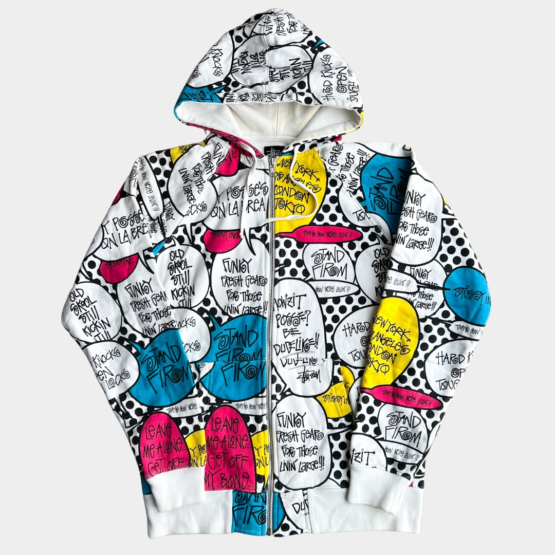 Rare Stussy Multicoloured Speech Bubble Zip Up Hoodie (M)