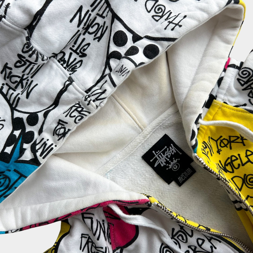 Rare Stussy Multicoloured Speech Bubble Zip Up Hoodie (M)