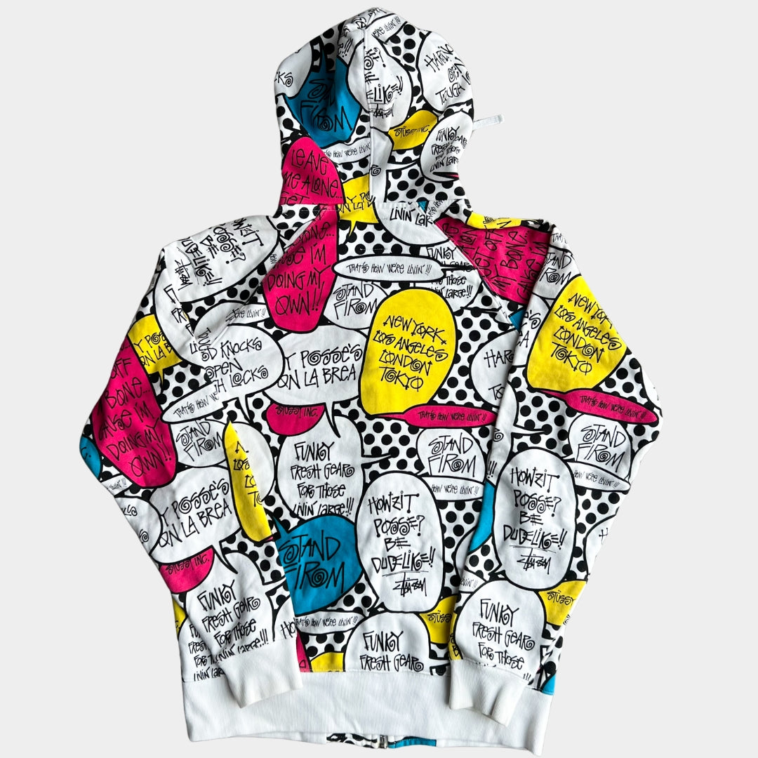 Rare Stussy Multicoloured Speech Bubble Zip Up Hoodie (M)